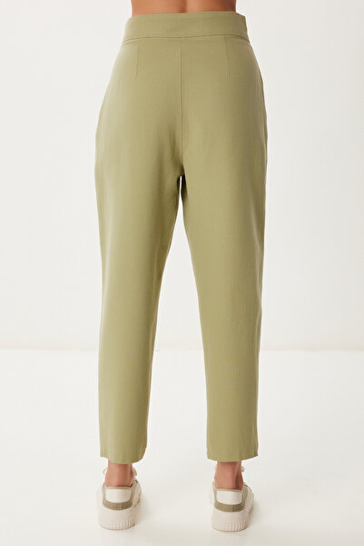 Happiness İstanbul Kadın Çağla Yeşili Cepli Keten Şalvar Pantolon BV00164