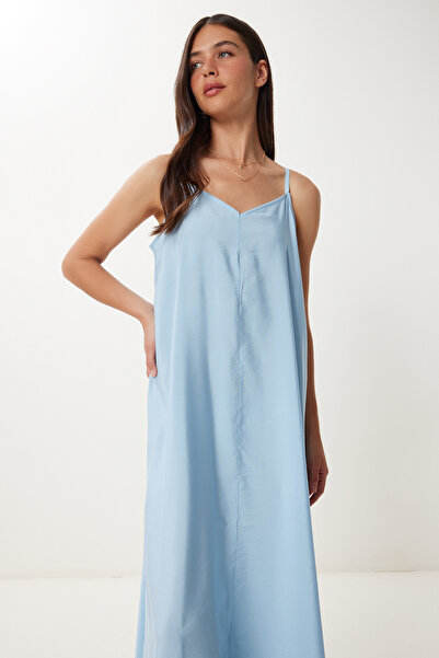 Happiness İstanbul Kadın Gök Mavi Askılı Basic Yazlık Modal Elbise FN03474