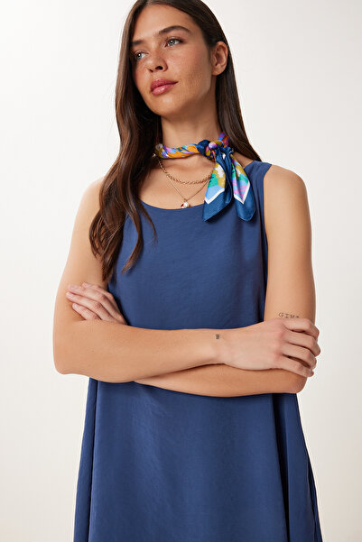 Happiness İstanbul Női sötétkék ujjatlan Basic Modal ruha PB00050