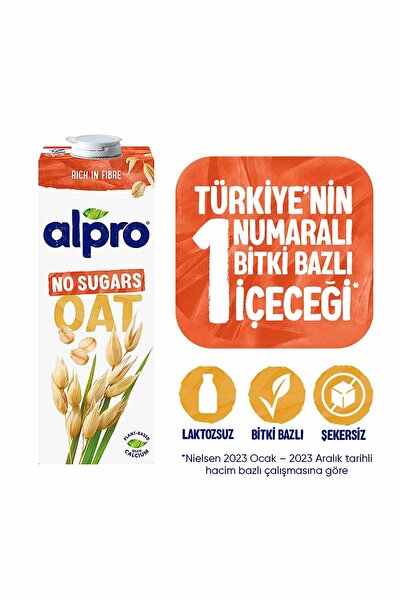 Alpro Şekersiz Yulaf Sütü 1 L Vegan Laktozsuz Bitkisel Bazlı