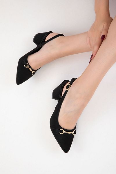 SOHO Black Suede Women's Classic Heeled Shoes 20368