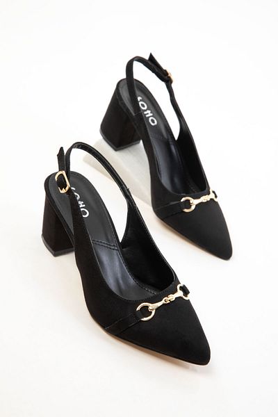 SOHO Black Suede Women's Classic Heeled Shoes 20368