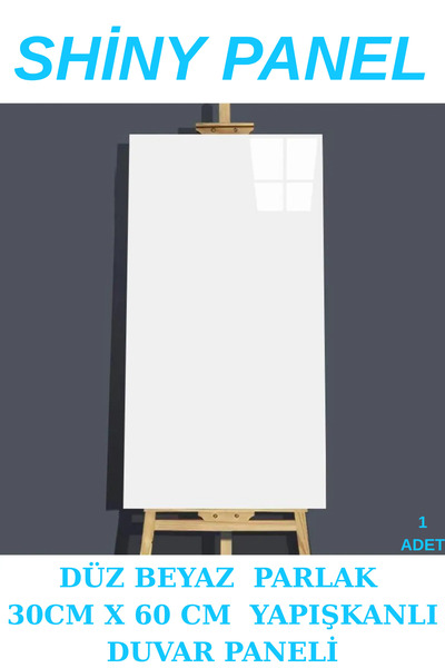 Renkli Duvarlar 60x30 Cm 1 Adet Kendinden Yapışkanlı Shiny Düz Beyaz Parlak D...
