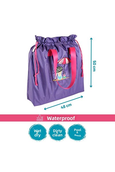 Atelier Bomonti حقيبة شاطئ وحمام سباحة رطبة وجافة بنمط مظلة أرجوانية مقاومة ل...