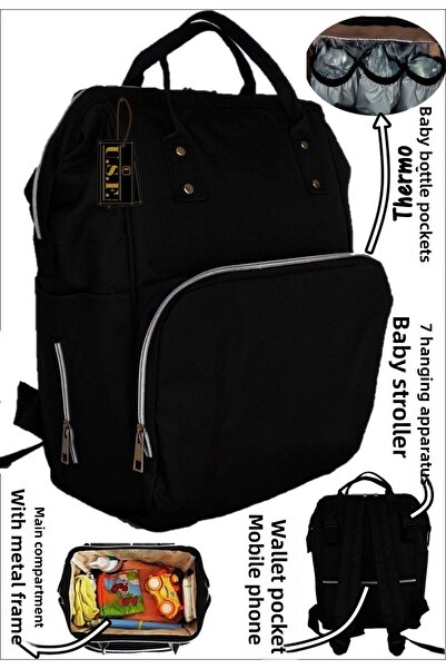 USF Baby Care Bag Carrycot Baby Carrier Double-Way Baby Carrying Kangaroo Set of 3 Black