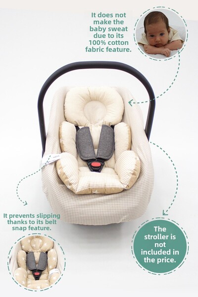 mordesign Orthopedic Baby Stroller Cushion and Sheet, Cotton Fabric, Plaid Series