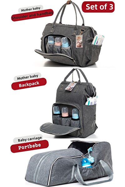Sahra 3-Piece Baby Care Bag and Carrycot Set (SHOULDER-HANDBAG-BACKPACK AND PORTBEBE-BABY CARRY)