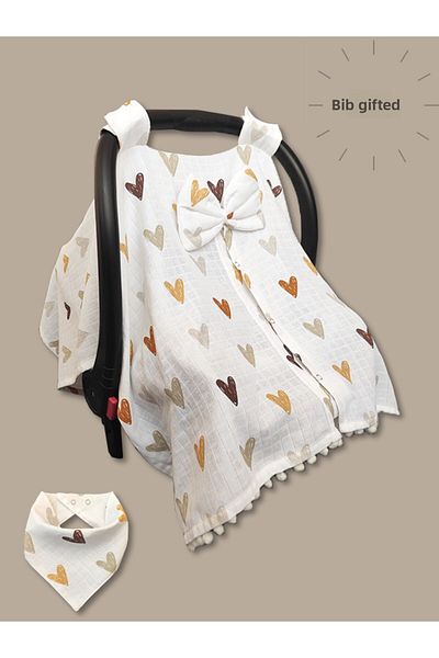 nelcollection Muslin Stroller Cover, Bib Gift, 100% Cotton