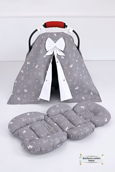 Umaybebek Stroller Cover Stroller Cushion 2 Pieces - Waist Support - Cat Pattern