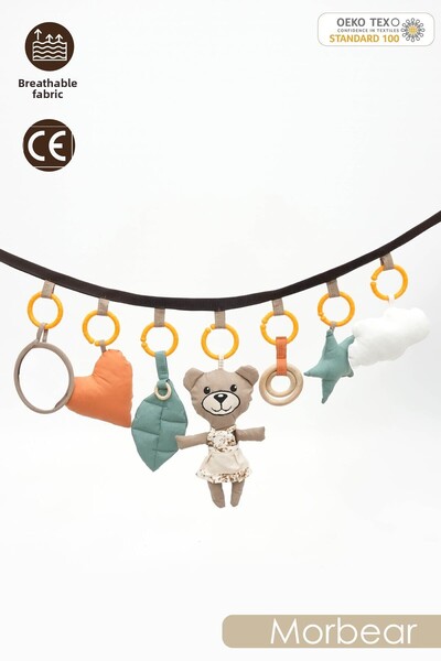 mordesign Set of 7 Newborn Toys,Rustle,Vikvikli Hanging Toy,Travel Toy,Morbear Girl Cappuccino