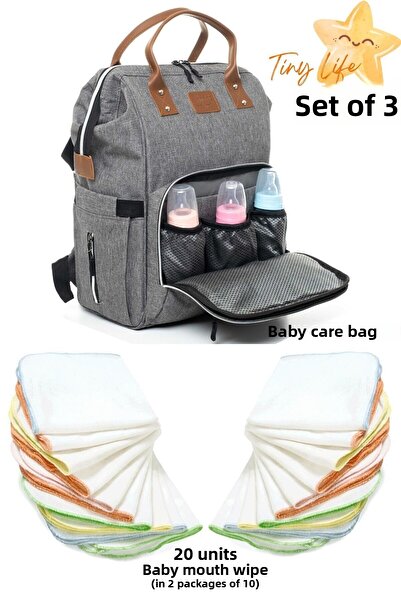 sahra bebek TinyLife - حقيبة أطفال مقاومة للماء بلون البقع، 20 قطعة من مناديل...