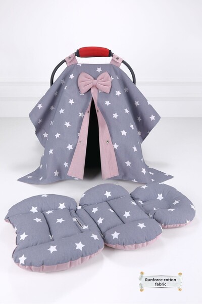 Umaybebek 2 PIECES / Waist Support - Stroller Cushion and Cover Set - Dark Gray Powder