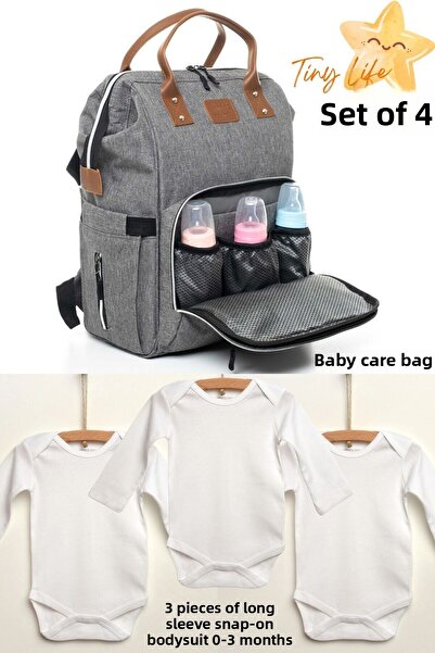 sahra bebek حقيبة أطفال TinyLife - مقاومة للماء، لون البقع، حجرة حرارية، 3 قط...