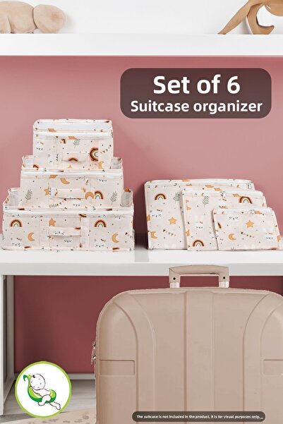 Meleni Baby مجموعة مستشفى حديثي الولادة - منظم حقائب أطفال منقوش مكون من 6 قطع