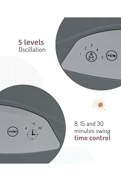 Bonfino Bonfino Smart Sway Electric Rocker, Aluminium Frame, Melange Fabric, Toybar, 0 Months+ - Grey