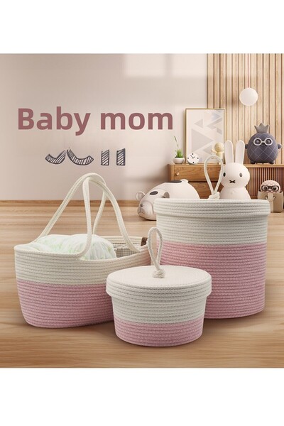 JASPER Jute Rope Straw Pink Mother Baby Care Bag Mother Baby Set Organizer