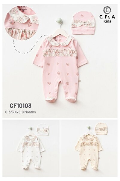 CFRA Baby Collar Hat and Booties Combed Cotton Jumpsuit
