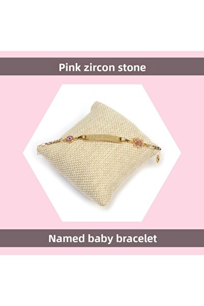 Sahi Aksesuar سوار بناتي من حجر الزركون الوردي مقاس 14 سم