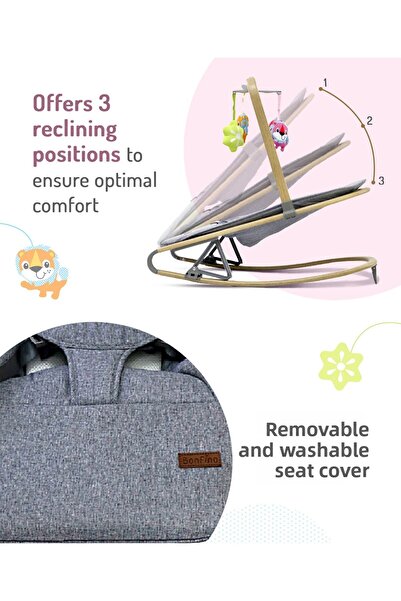Bonfino Bonfino Cozy Play Baby Bouncer with Premium Melange Fabric, 0 Months+ - Grey