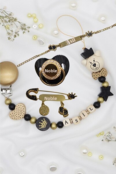 lilamtasarım Baby Pacifier Set Made of 100% Natural Wooden Products