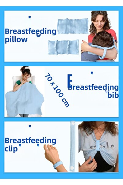 Joyous Mom Kids Σετ θηλασμού 4 στρώσεων από μουσελίνα, μαξιλάρι θηλασμού, κλι...