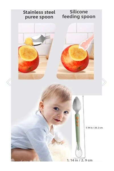 KdrElektronik New Generation Five Double-Ended Baby Puree Spoon - Green
