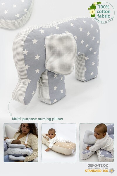 mordesign Pregnancy Pillow, Baby Support Seat; Baby Nursing Mat; Decorative Pillow, Safari Series, Gray