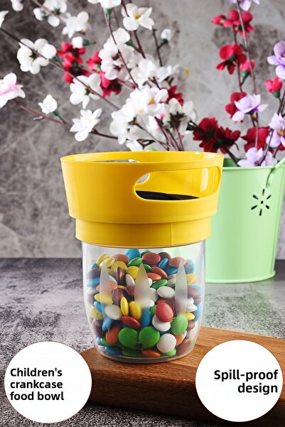vipgross وعاء أصفر اللون للوجبات الخفيفة مضاد للانسكاب للأطفال - وعاء للوجبات...