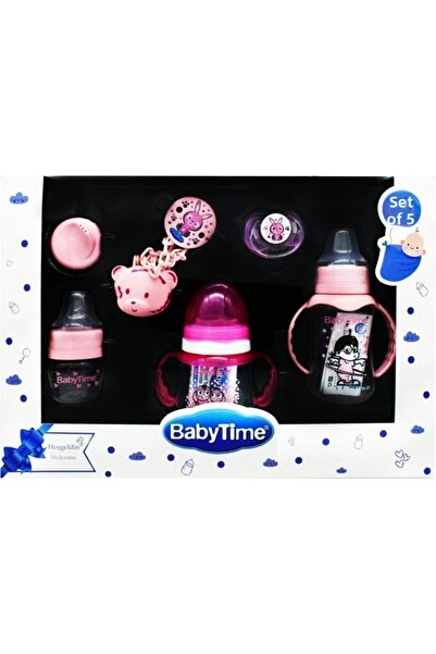 Babytime Baby Time BT206 - Newborn 5-Piece Pink Feeding Bottle and Pacifier Set