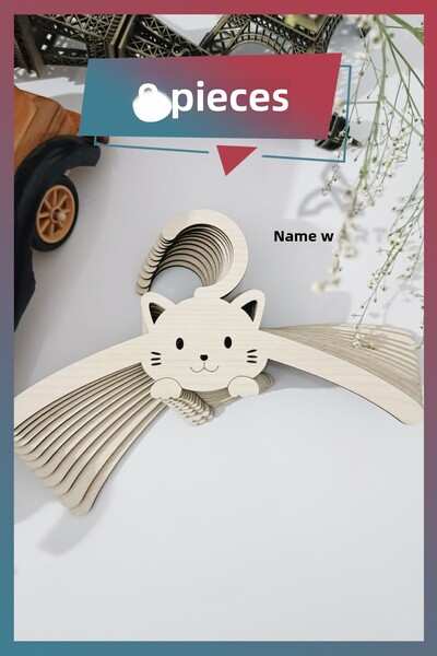 AHWART Wooden Cat Patterned Baby Dress and Clothes Hanger - Set of 6