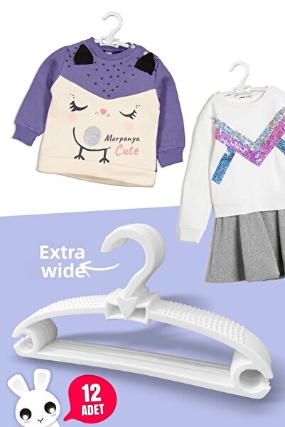 Morpanya شماعة ملابس أطفال عسلي 12 قطعة شماعة ملابس أطفال شماعة فيونكة بيضاء