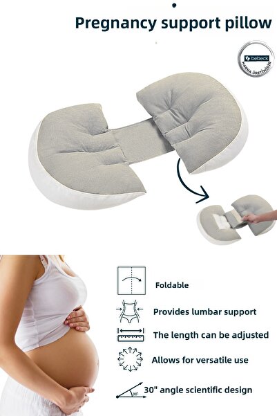 Bebeck Πολυλειτουργικό μαξιλάρι υποστήριξης εγκύου Πτυσσόμενο ρυθμιζόμενο μαξιλάρι εγκυμοσύνης με στήριγμα