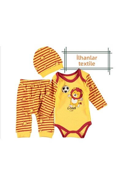 İLHANLAR Newborn Baby Lion Fan 3-Piece Jumpsuit Set