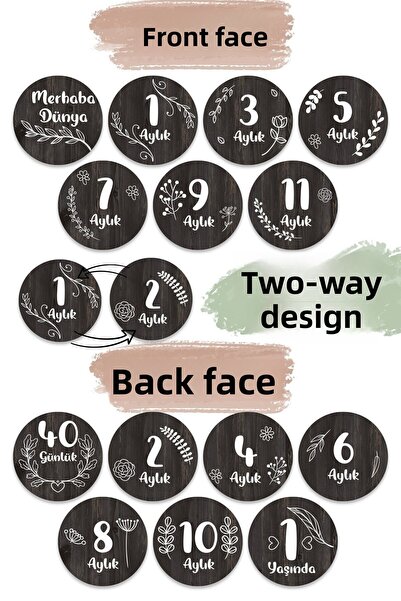 SaltanArt 12 Month Wooden Plaque Set Baby Monthly Photo Cards Baby Gift Souve...