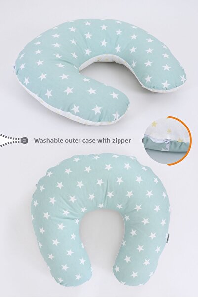 Umaybebek وسادة الرضاعة الطبيعية، قماش قطني - أخضر أصفر