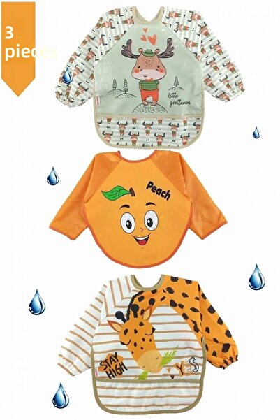 dubi baby Diamonstar 3 Pieces Liquid Proof Giraffe Deer Peach Pattern Baby Fo...
