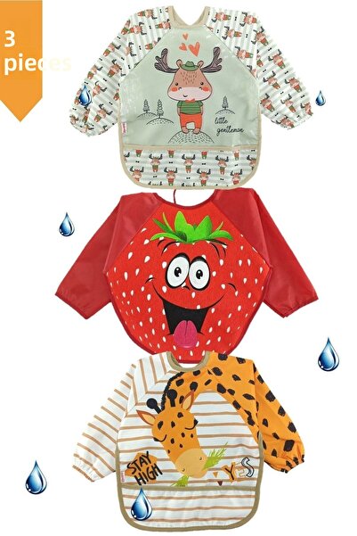 dubi baby 3 Pieces Liquid Proof Giraffe Deer Strawberry Pattern Baby Food Bib...