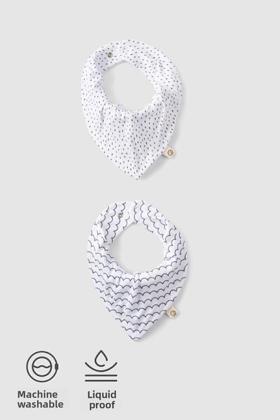 Little Gusto طقم مريلة باندانا من القطن العضوي المقاوم للسوائل مكون من قطعتين...