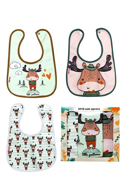 flandoly 3-Piece Deer Themed Microfiber 100% Cotton Liquid-Proof Baby Bib Wat...