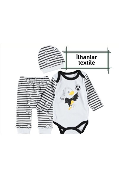 İLHANLAR Newborn Baby Eagle Fan 3-Piece Jumpsuit Set