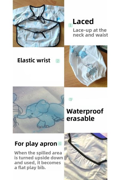 Lucky Day Food Bib Baby Bib Play Bib Activity Bib Blue Filli 1 - 3 Years Old