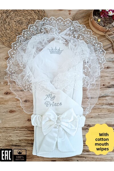 Tomuycuk بطانية بيبي بوي إكرو - قماط دانتيل، إصدار المستشفى، هدية لحديثي الولادة 100% من القطن الطبيعي