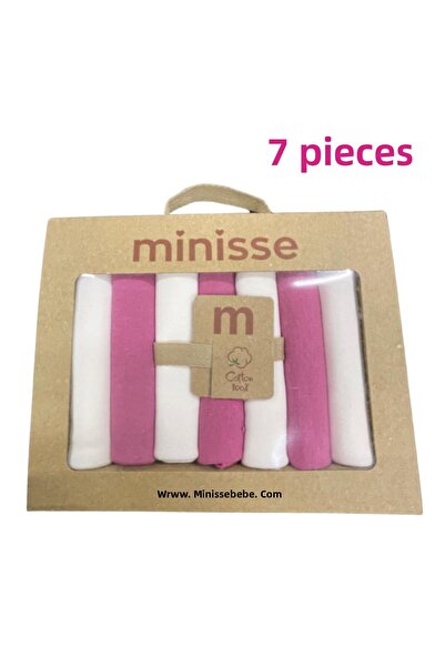 Minisse مجموعة هدايا للأطفال حديثي الولادة من القطن العضوي مكونة من 7 مناديل مبللة للفم