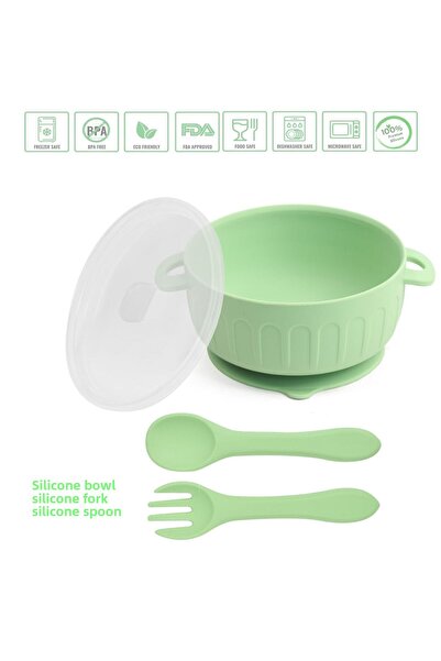 jojobebek وعاء طعام من السيليكون مع غطاء، وعاء طعام غير قابل للانزلاق، وعاء ط...