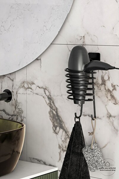 ARSLAN HOUSE مجفف الشعر - أسود، معجون وشماعة مجفف الشعر