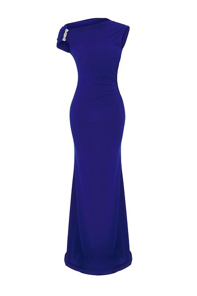 Trendyol Collection Saks Body Fitting Stone Accessories Woven Long Stylish Evening Dress Night Homecoming Dress Tprss24Ae00224