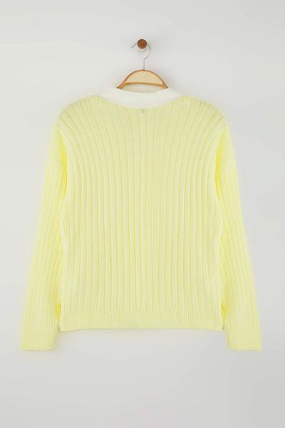 Trendyol Curve Yellow Knitwear Large Size Cardigan Tbbaw23Av00084
