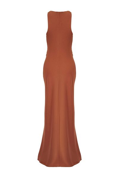 Trendyol Collection Brown Body Fitting Satin Woven Maxi Evening Dress Night Homecoming Dress Tprss25Ae00066