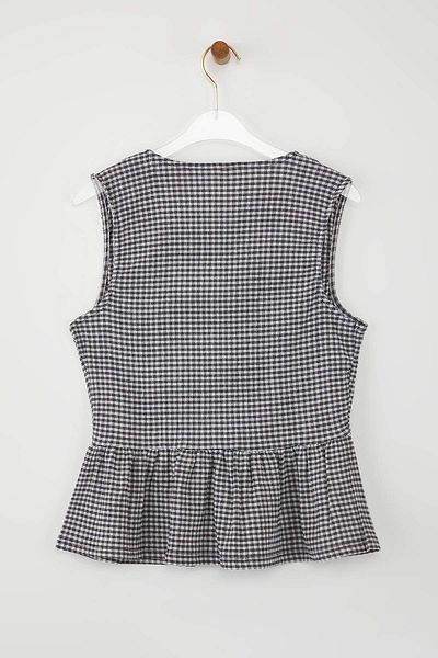 Trendyol Collection Black Gingham Patterned Tie Detail Sleeveless Stretch Knitted Blouse Twoss25Bz00410