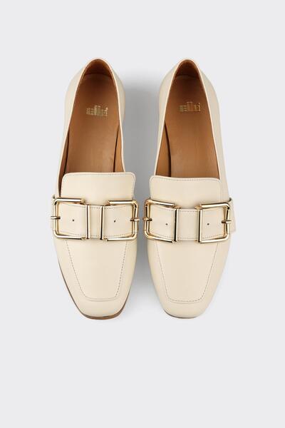 Elle Shoes Bej Deri Kadın Günlük Ayakkabı